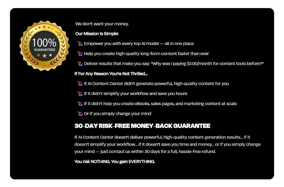 Money Back Guarantee