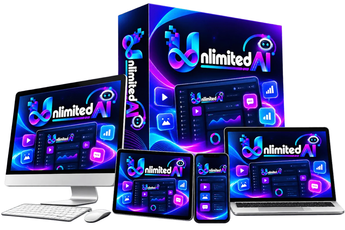 Unlimited AI review product illustration for the advertised multimedia creation suite